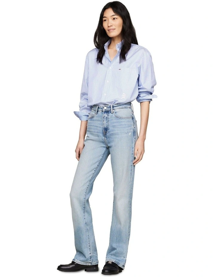Maddie High Rise Bootcut Distressed Jeans in Ash