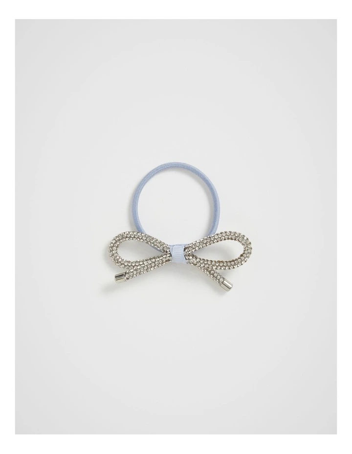 Crystal Bow Elastic Band in Soft Blue