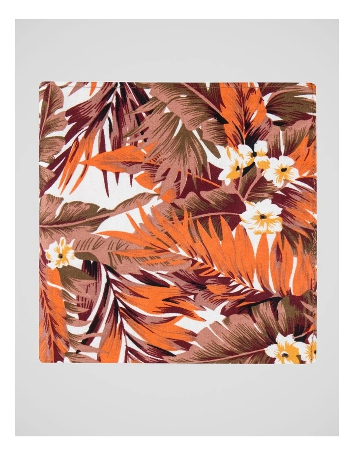 Palm Cotton Pocket Square in Orange