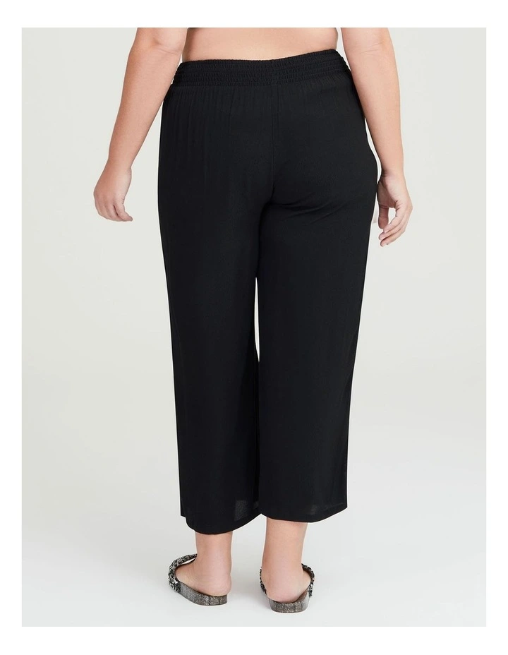 Lace Trim Pull On Pant in Black
