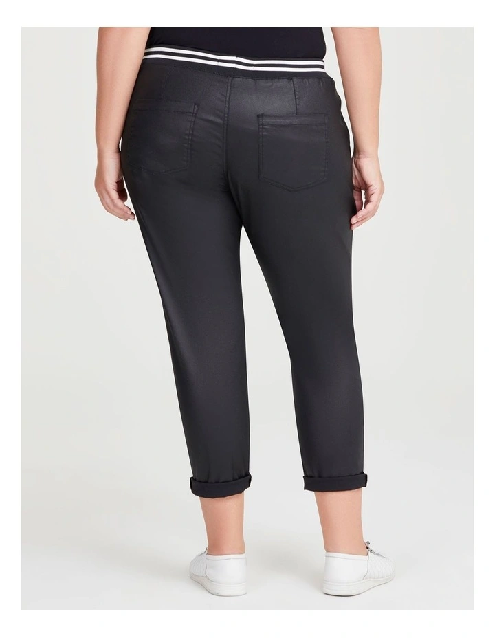 Coated Denim Pull On Jogger in Black
