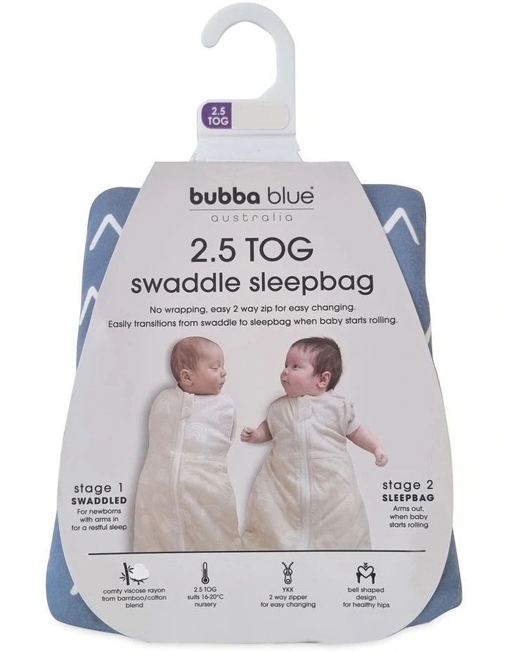 Nordic 2.5 Tog Swaddle Sleep Bag 0-3 Month in Denim