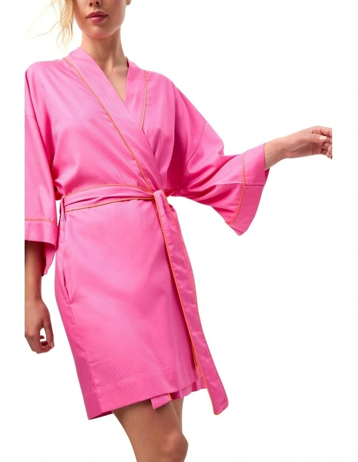 Sunset Haze Kimono Robe in Hot Pink