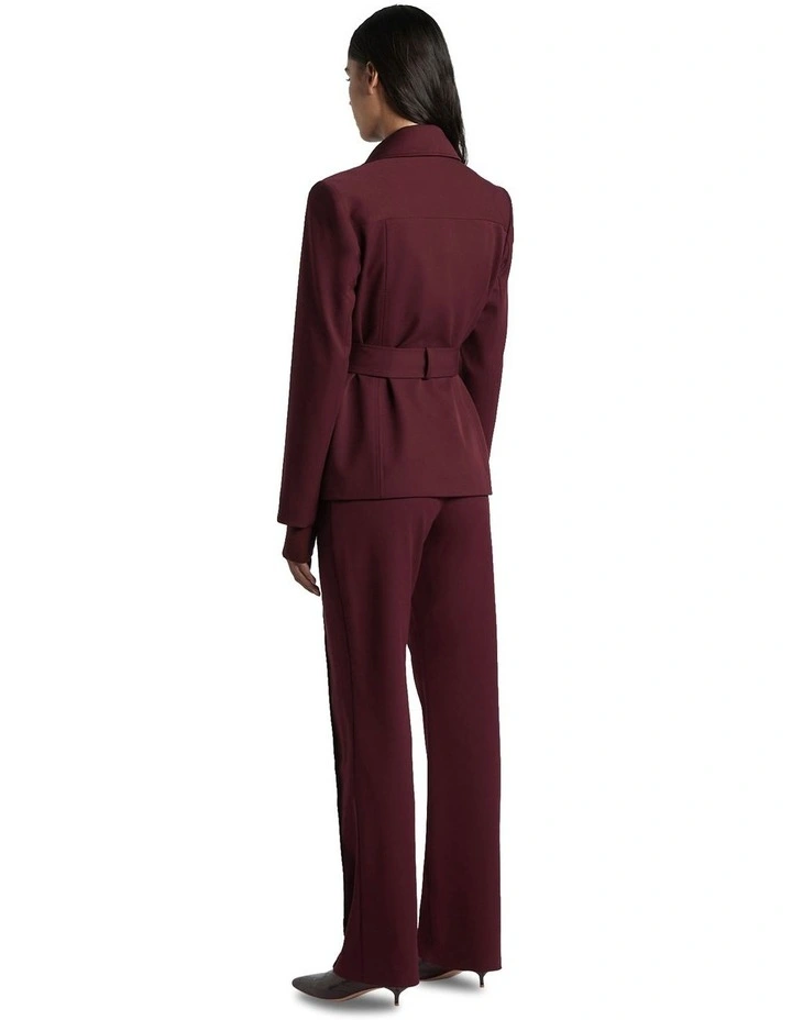 Eco Twill Belted Slim Pant in Bordeaux