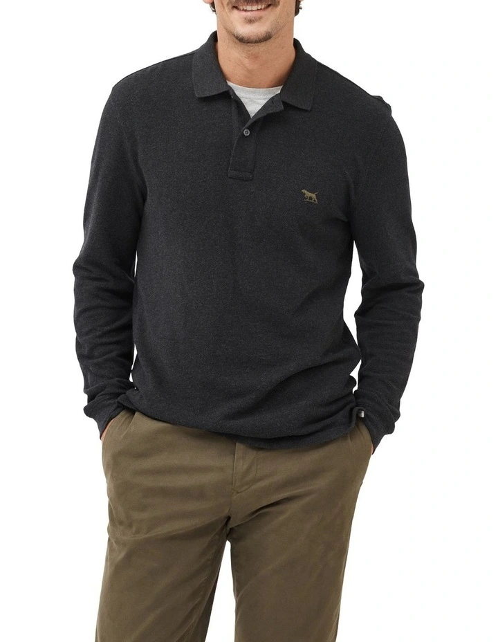 Long Sleeve Gunn Polo in Charcoal