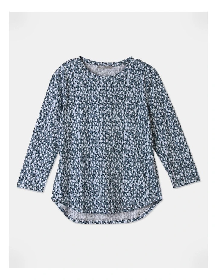 Wardrobe Staple 3/4 Sleeve Tee in Blue/White Dash Print