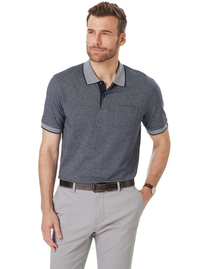 Smart Mini Stripe Polo in Midnight