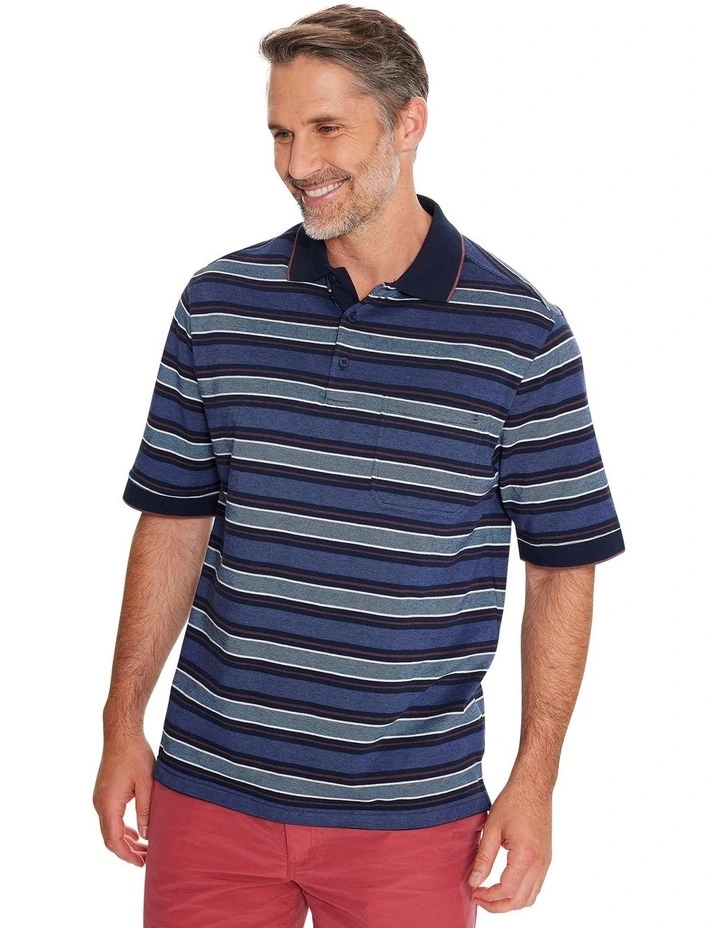 Rio Cotton Pique Polo Shirt in Blue