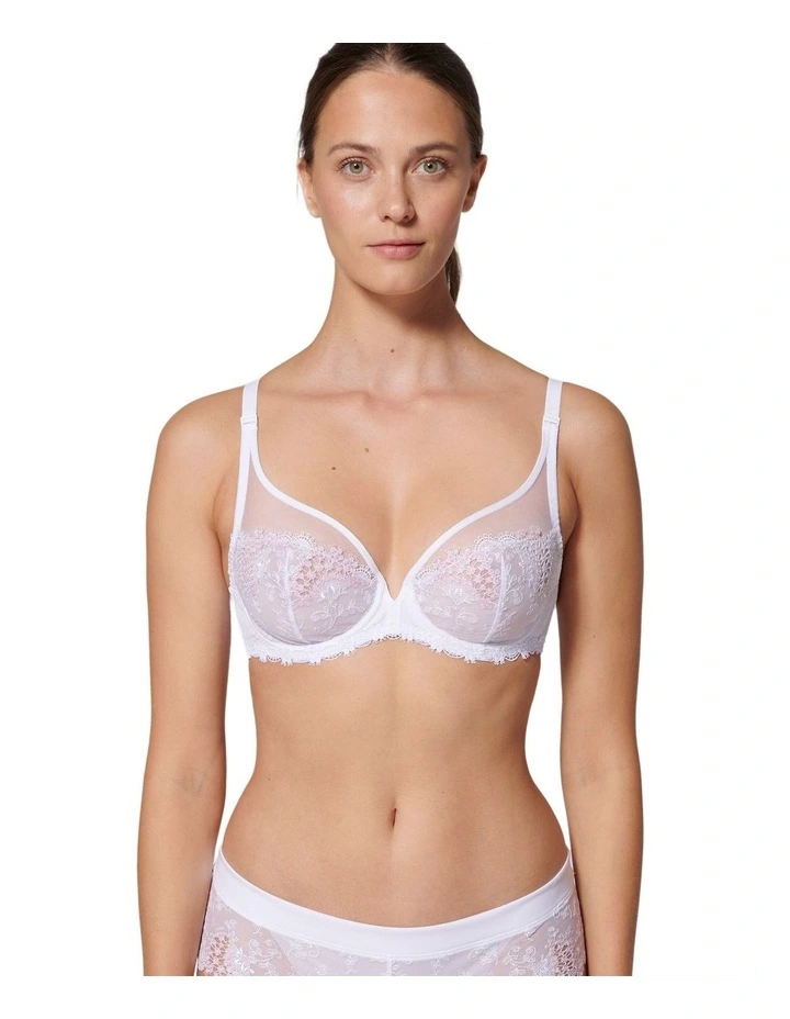 Wish Full Cup Plunge Bra in Crystal White