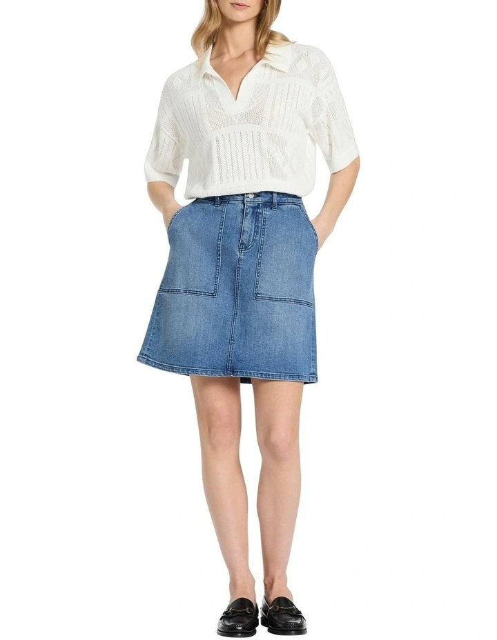 Levi Crochet Polo Knit Top in Ivory