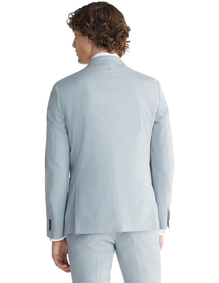 X Slim Slub Plain Business Jacket in Grey