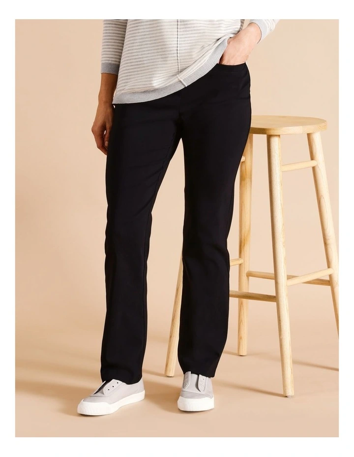 Sustainable Viscose Blend Wardrobe Staple Straight Pant in Black
