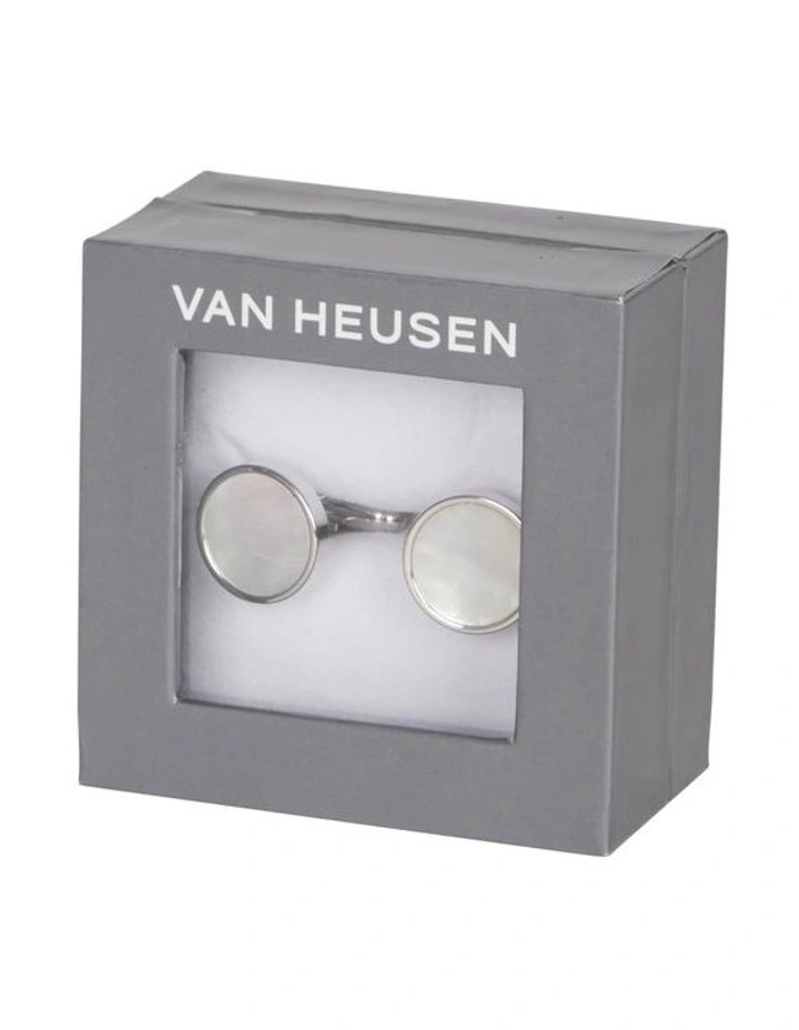 Round Mop Cufflinks in Silver