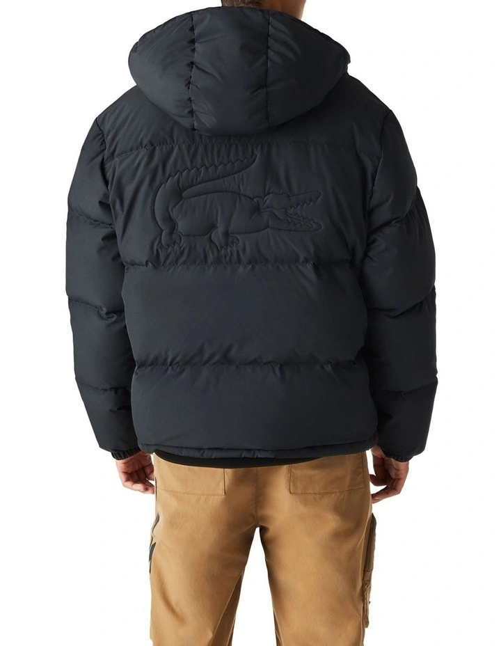 Hooded Lightweight Puffer Jacket in Black