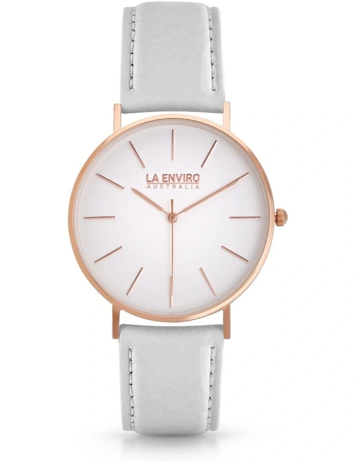 Pineapple Leather Rose Gold White Strap Tierra 40mm Watch