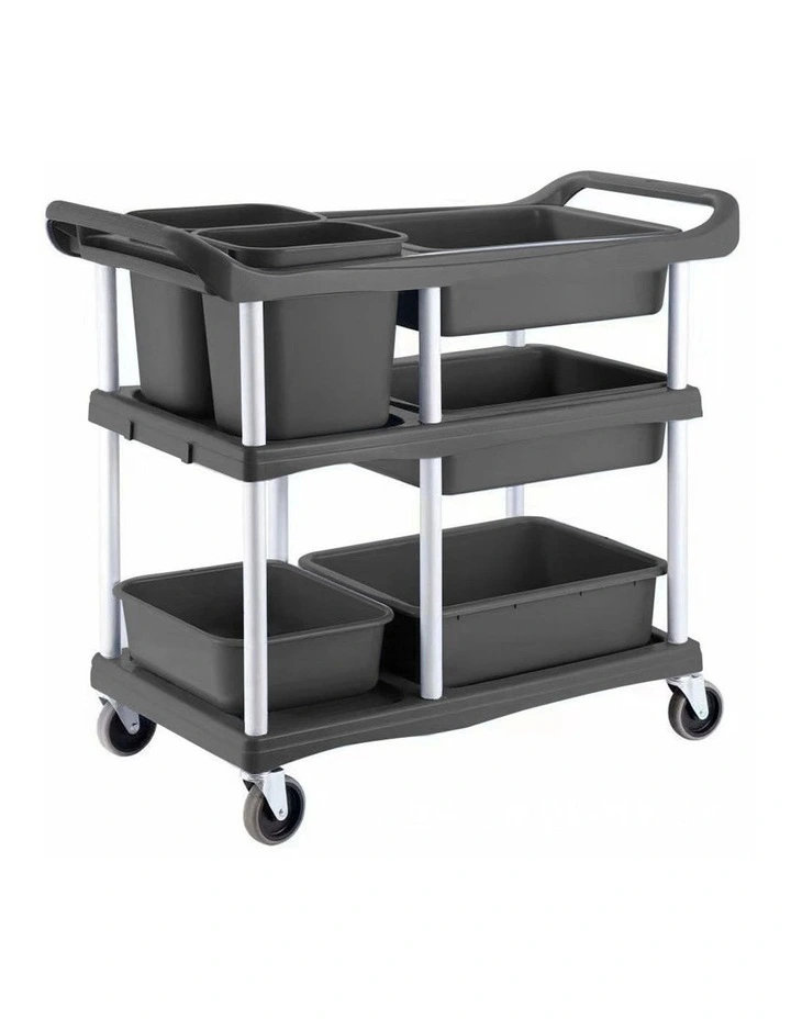 3-Tier Commercial Soiled Food Trolley in Black