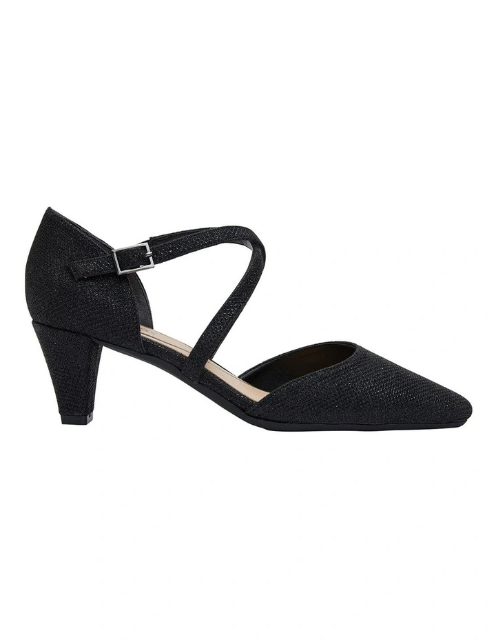 Adison Black Shimmer Heeled Shoes