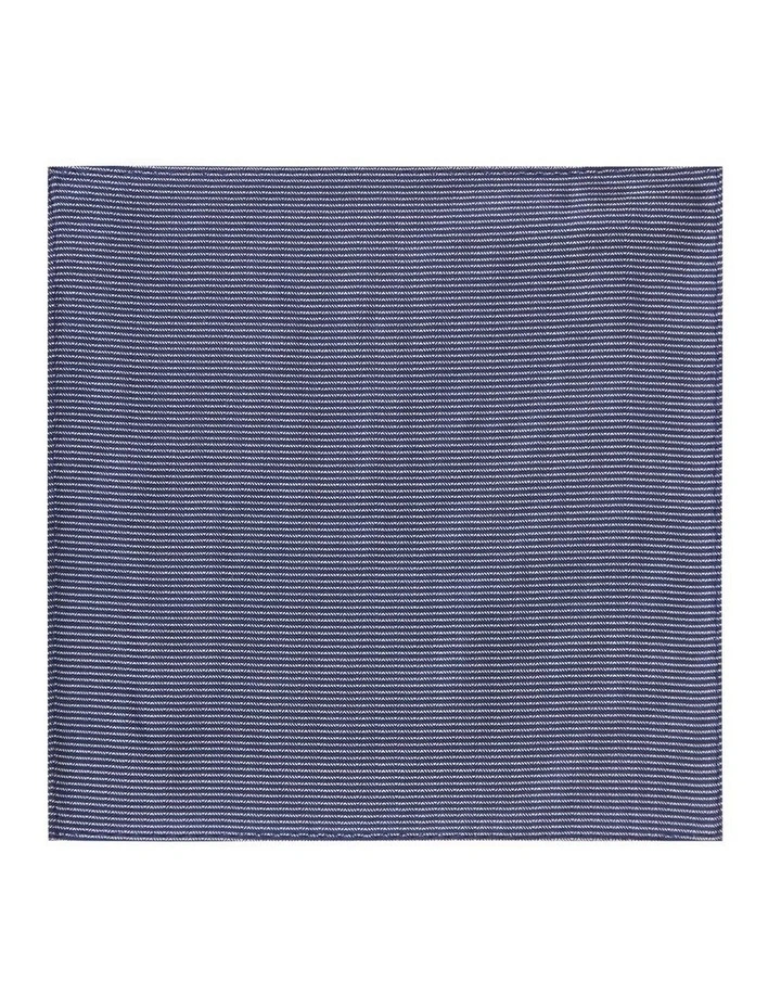 Silver Horizontal Stripe Pocket Square in Blue