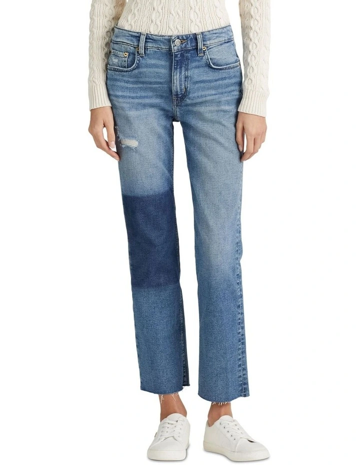High-Rise Straight Cropped Jean in Blue
