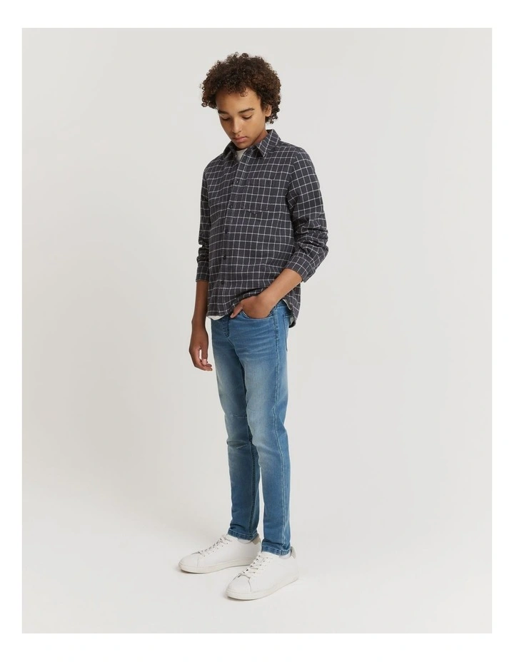 Teen Australian Cotton Check Shirt in Charcoal