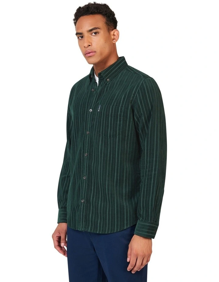 Cord Long Sleeve Shirt in Green