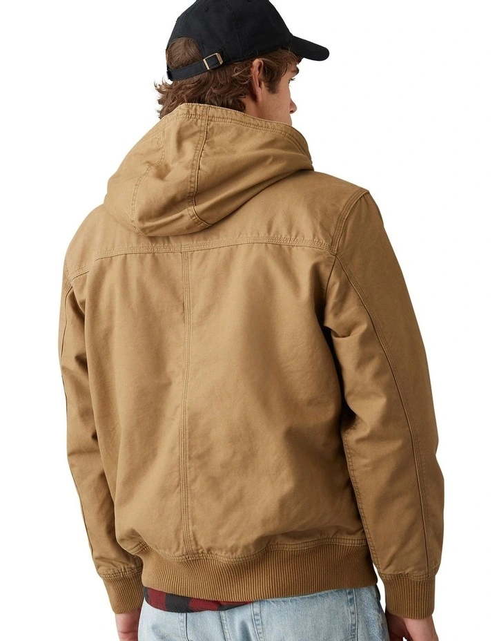 Hooded Workwear Jacket in Toasted Almond
