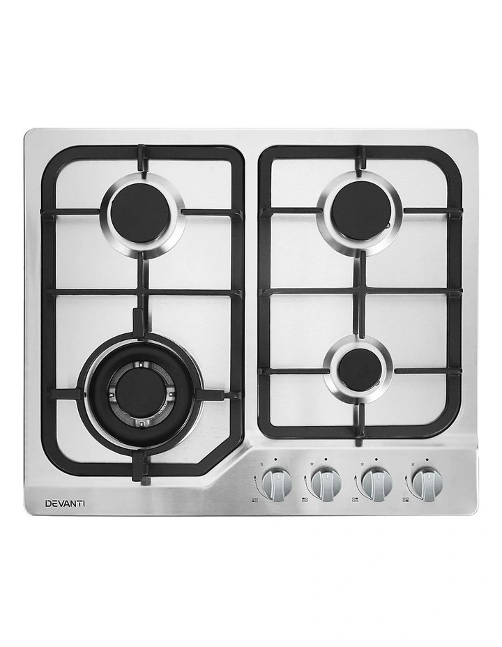Gas Cooktop 4 Burner 60cm in Silver