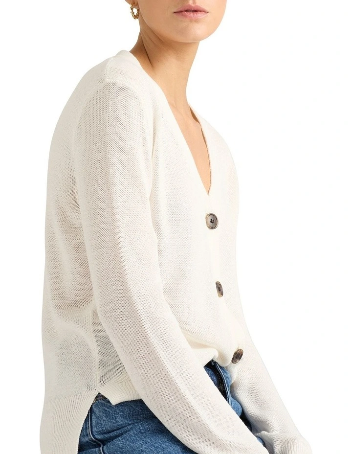 Alice Linen Mix Cardigan in Ivory