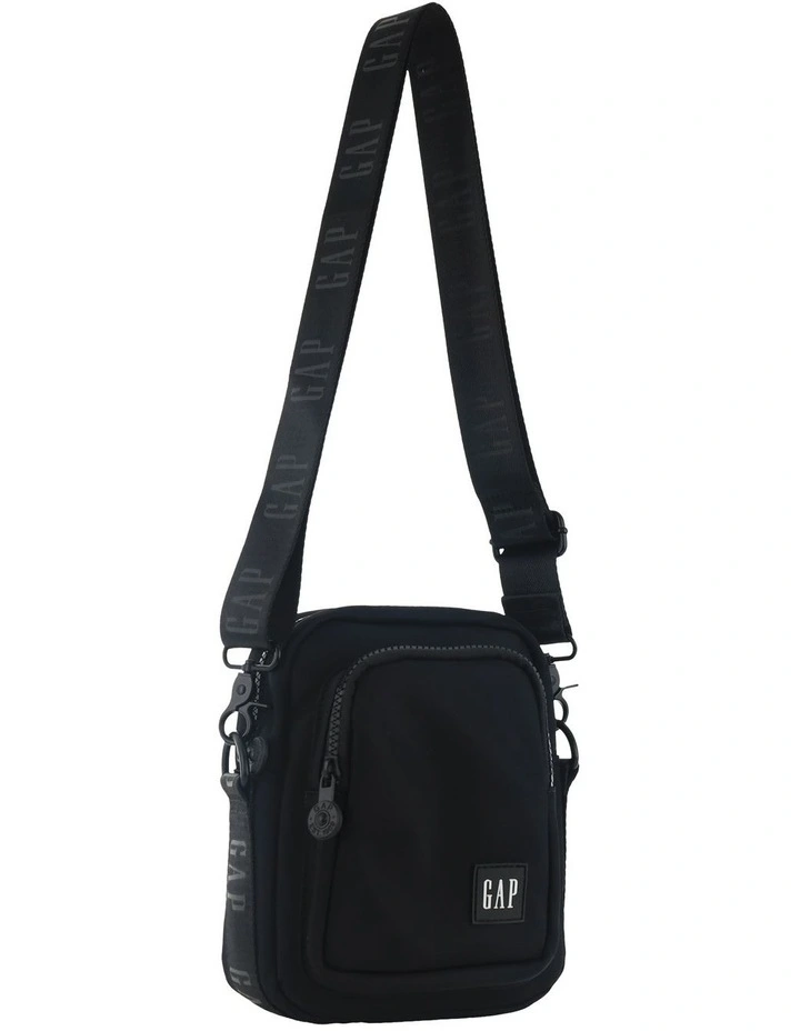 Nylon Square Cross-Body Bag in Black