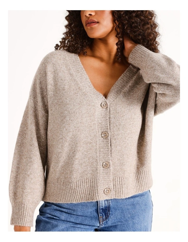 Doffy V-Neck Cardigan in Sepia Tint Melange