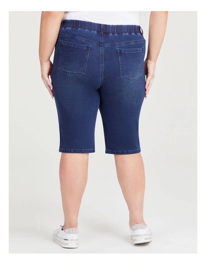 Cotton Summer Denim Short in Mid Indigo