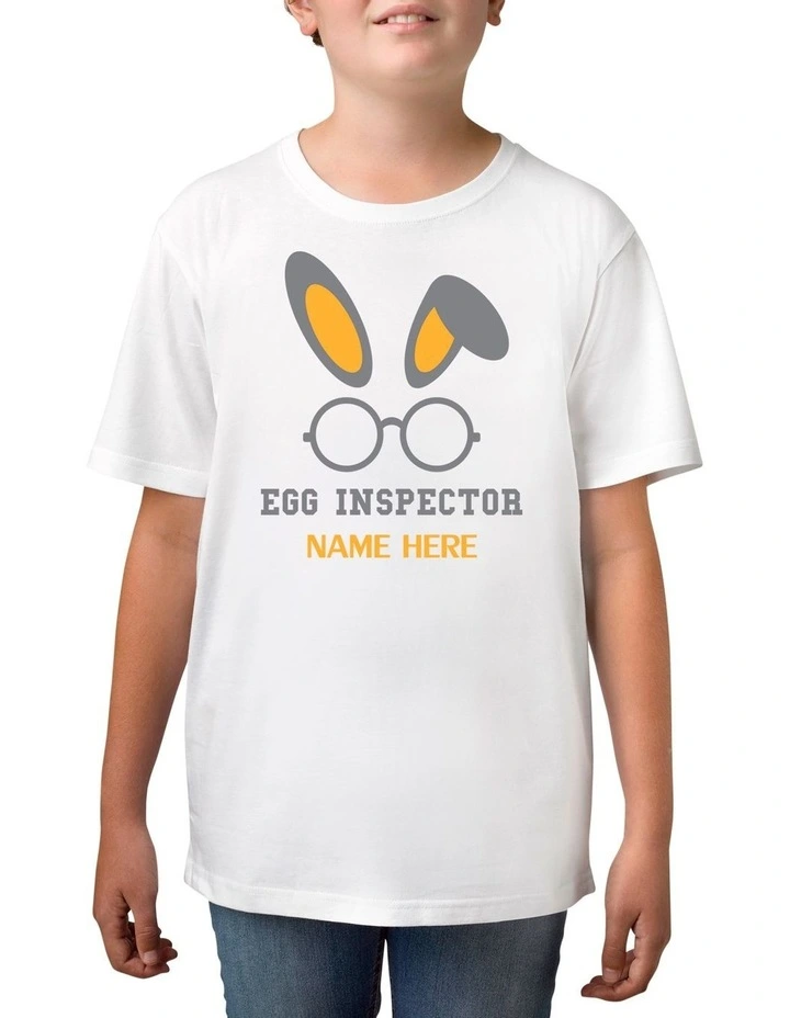 Boy's Easter Egg Inspector Personalised Cotton T Shirt
