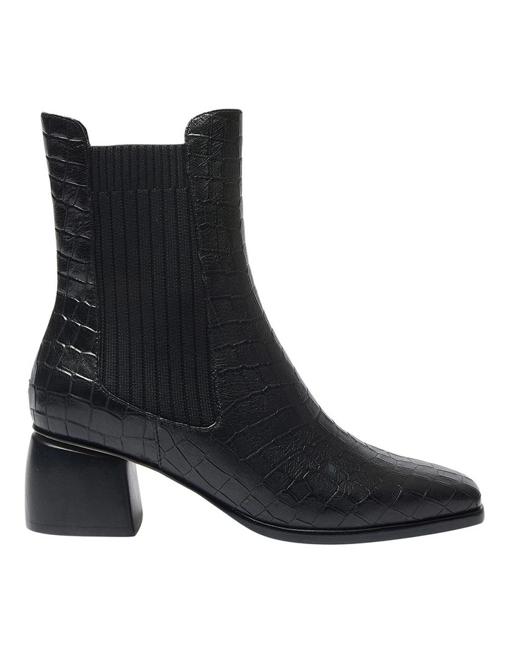Pedro Boots in Black Croc Print
