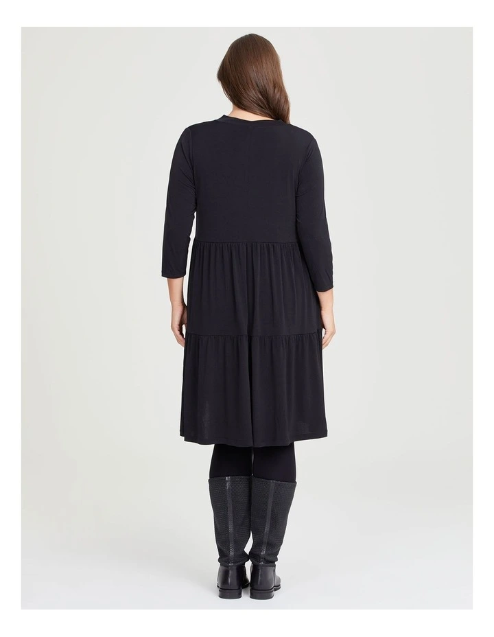 Luna Tier Midi Dress in Black
