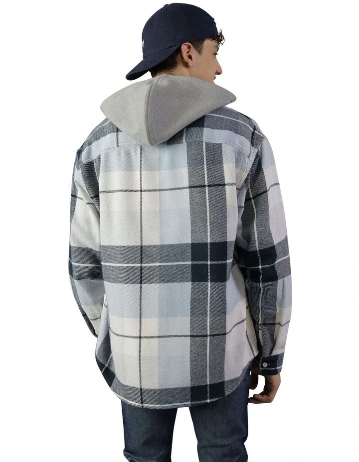 Super Soft Hooded Flannel Shirt in Bright Blue