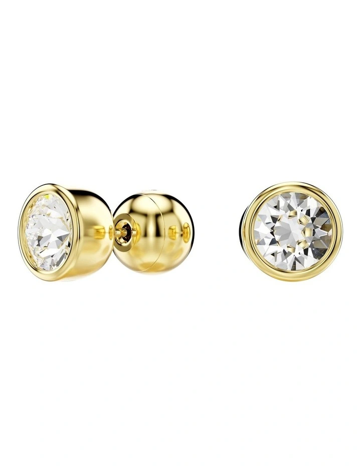 Imber Round Cut Stud Earrings in Gold/White