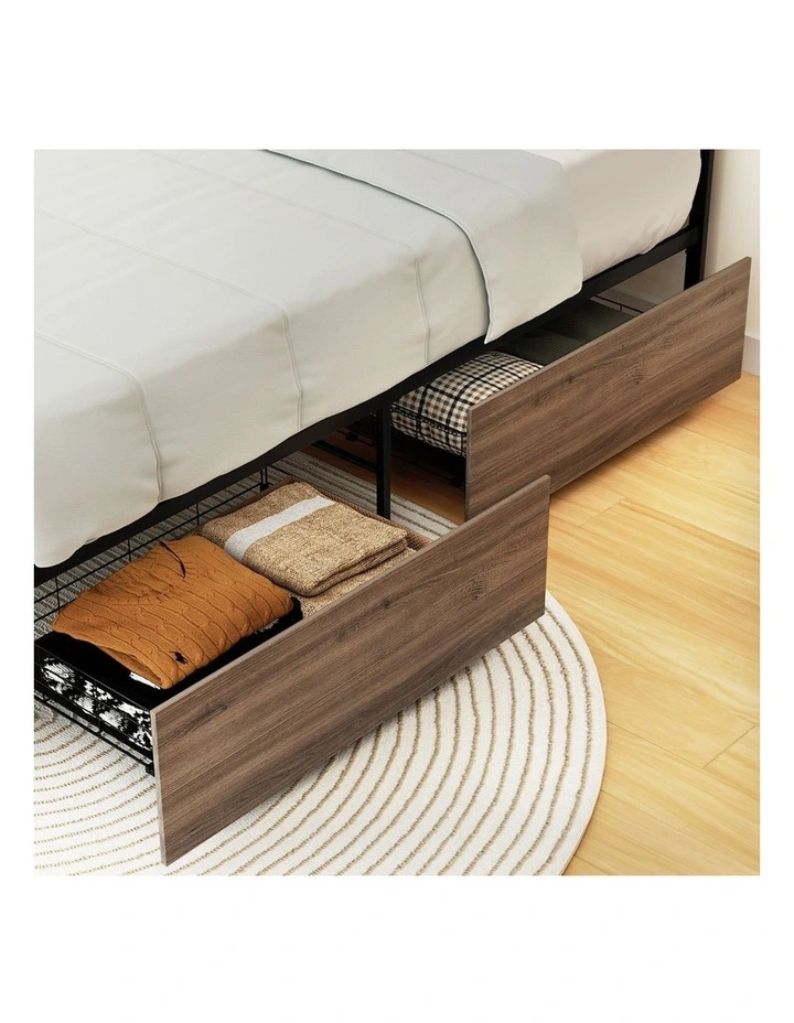Trundle Drawers Bed Frame 2x in Black