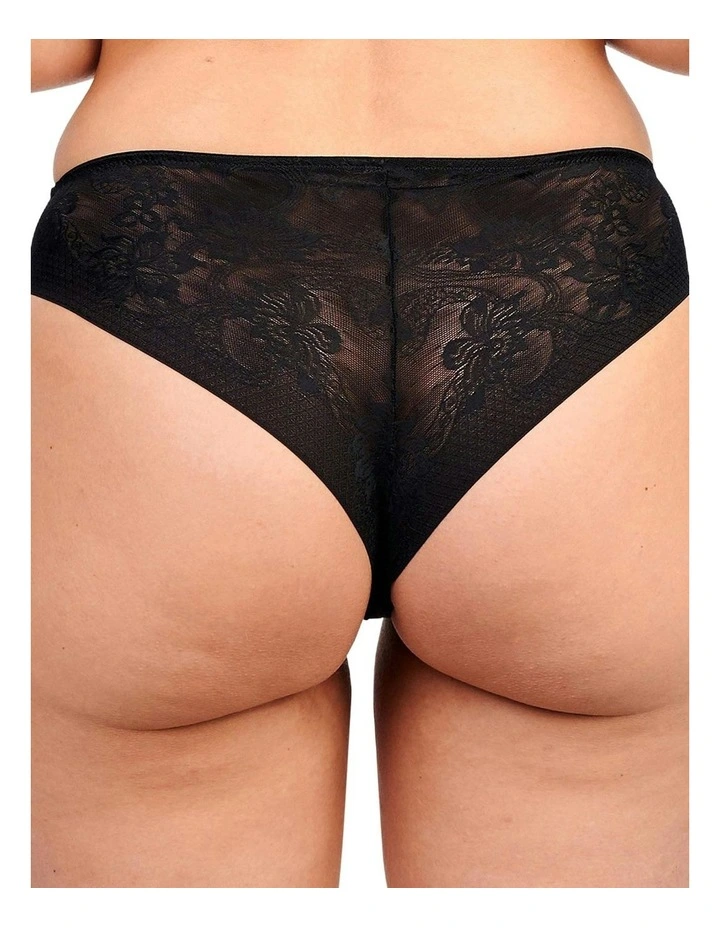 Perfect Shape Microfiber & Lace Brief in Black