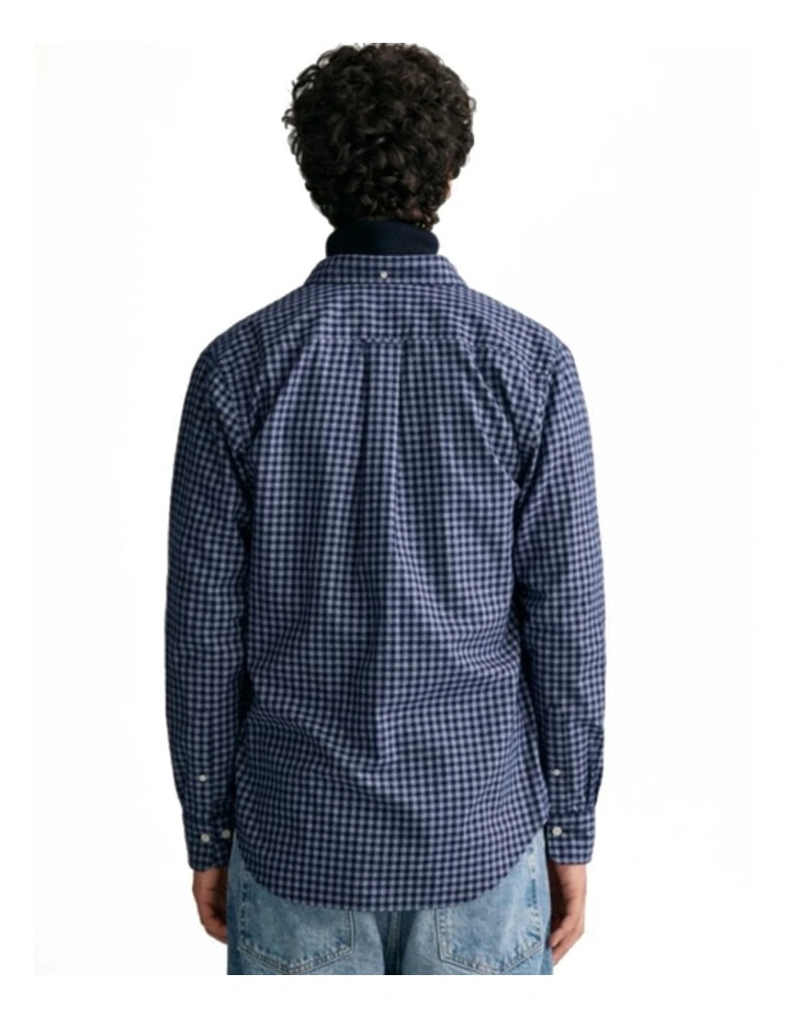 Regular Fit Jaspe Yarn Gingham Shirt in Marine