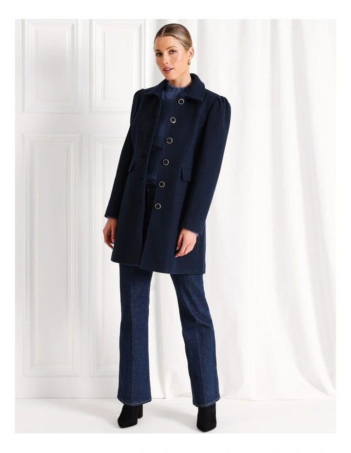 Recycled Blend Dolly Coat in Navy