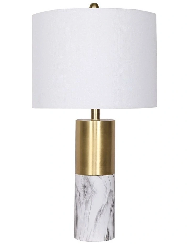 Metal and Marble Table Lamp in White