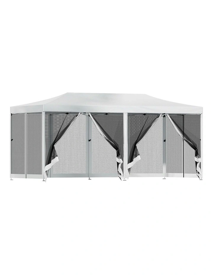 Camping Tent Canopy Shade Pop-Up Gazebo 3x6m in White