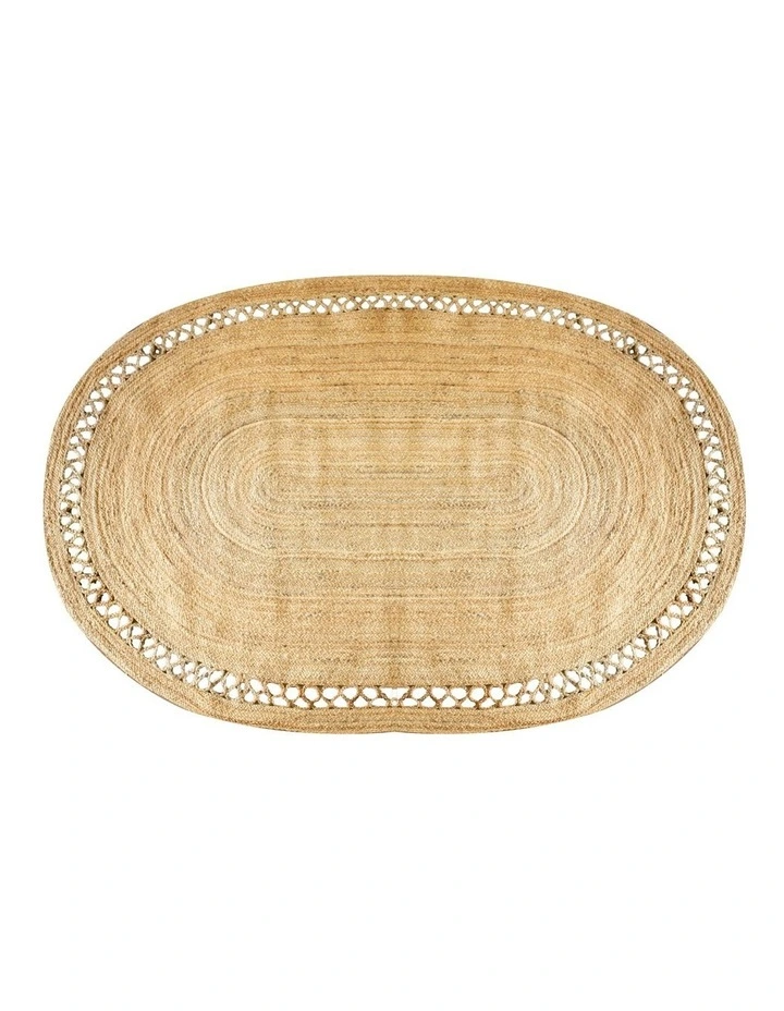 Boho Oval Jute Braided Rug 160x230cm in Natural