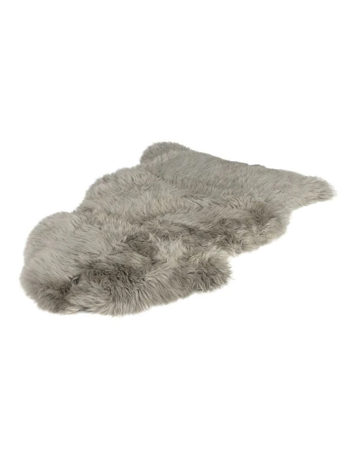 Long Wool Sheepskin Rug Single in Grey
