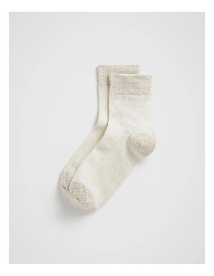 Wide Welt 1/4 Crew Sock in Oat Marle