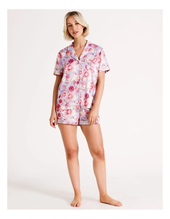 Short Sleeve PJ Set in Blue Botanical