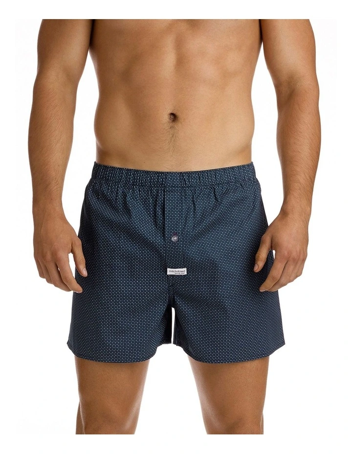 Men's Coby Printed Soft Wash Boxer in Navy