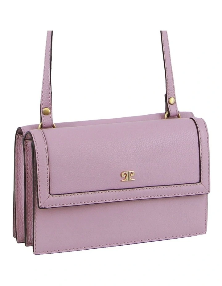 Leather Flap Over Cross-Body Bag in Pink