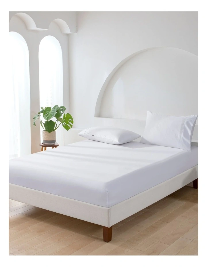 500TC Cotton Sateen Fitted Single Sheet Set in White