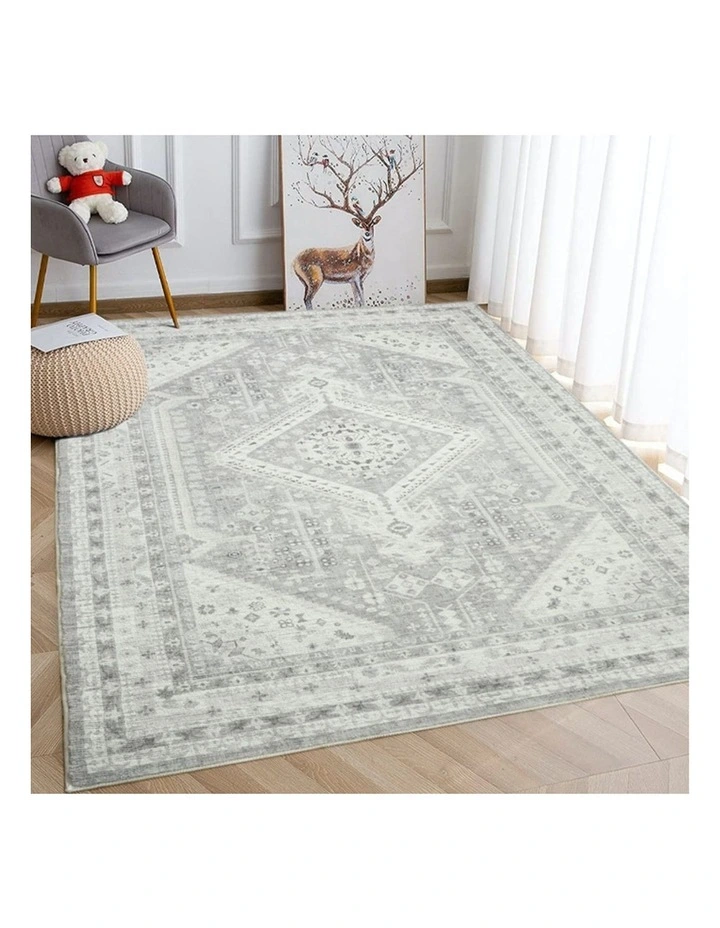 Lagos Machine Washable Rug 90x150cm in Grey